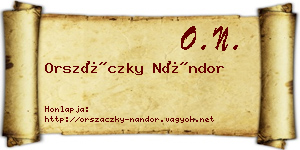 Orszáczky Nándor névjegykártya